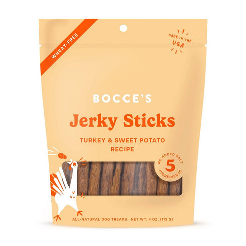 Bocce's Bakery Turkey Grazers Jerky Sticks Dog Treats 4 oz