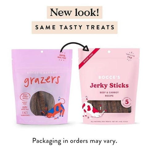Bocce's Bakery Grazers Jerky Dog Treats - Beef & Carrot 4 oz