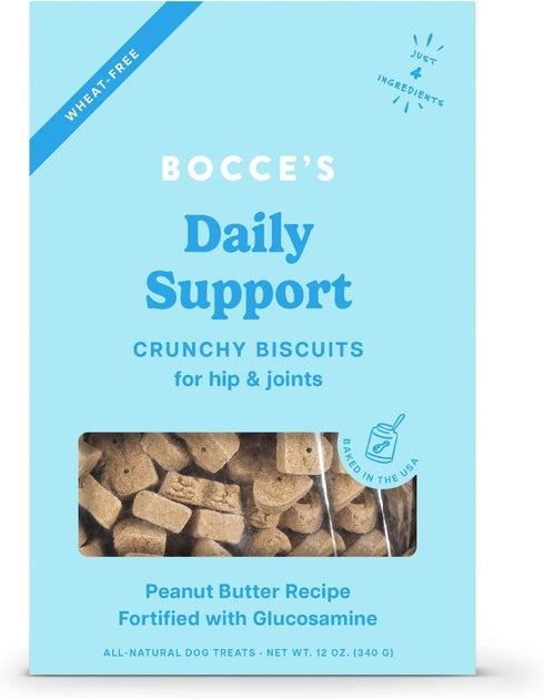 Bocce's Bakery Daily Support Hip Aid Peanut Butter Recipe Dog Treat, 12 oz
