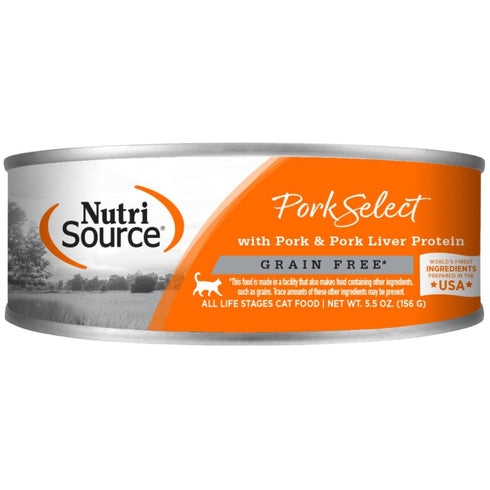 NutriSource Pork Select Healthy Grain Free Wet Cat Food 5.5oz poudrefeed.com
