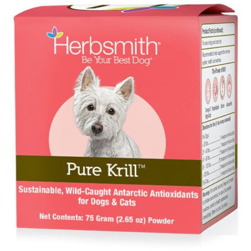 Herbsmith Pure Krill Health Supplement for Dogs & Cats 75g Poudre Pet & Feed Supply
