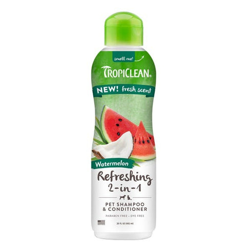 TropiClean Watermelon Refreshing 2-in-1 Pet Shampoo & Conditioner 20oz Poudre Pet & Feed Supply
