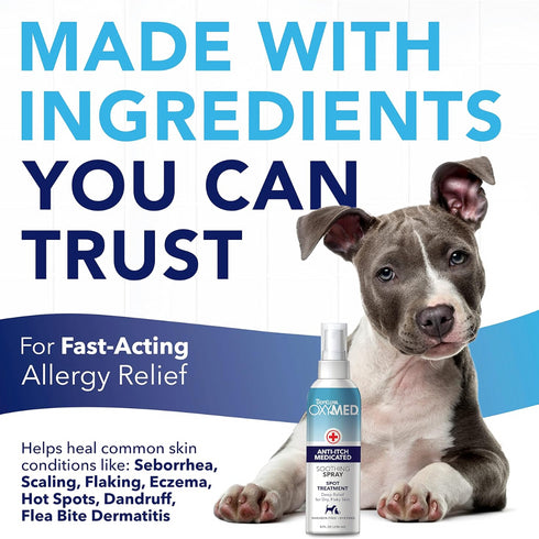 Tropiclean Oxy Med Anti Itch Medicated Soothing Spray Cat & Dog 8oz