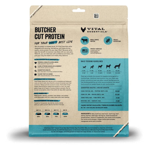 Vital Essentials Beef Mini Nibs Freeze Dried Raw Dog Food 25oz