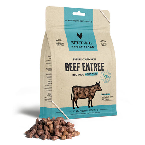 Vital Essentials Beef Mini Nibs Freeze Dried Raw Dog Food 25oz