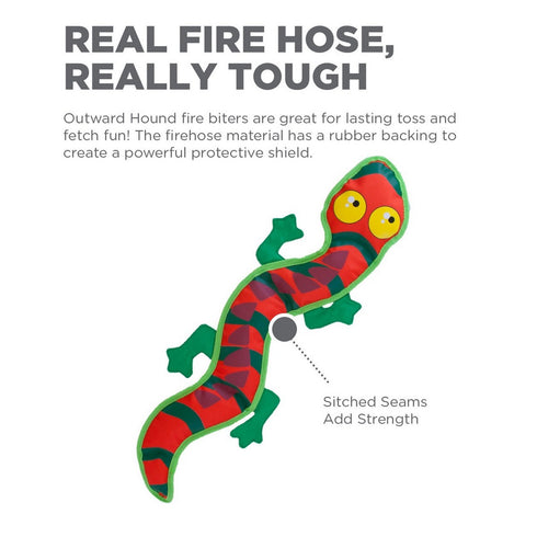 Outward Hound Fire Biterz Gecko Plush Interactive Dog Toy Orange Large - Poudre Pet & Feed Supply 2