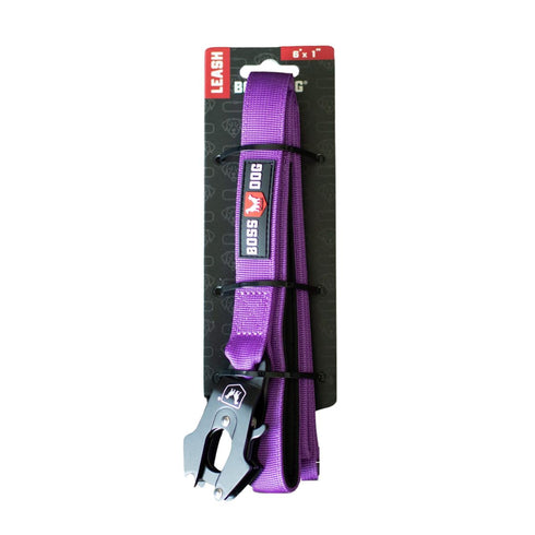 Boss Dog Solid Purple Tactical Dog Leash 6' x 1" Wide - Poudre Pet & Feed Supply