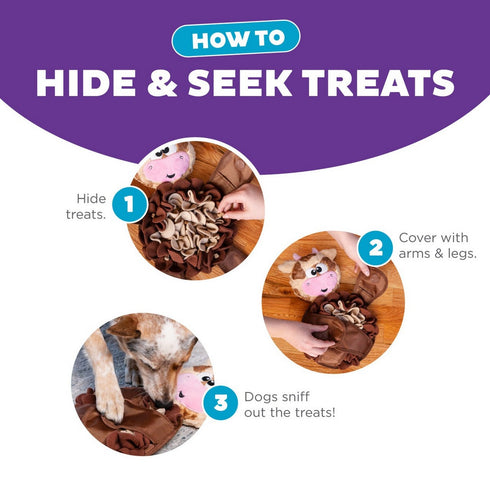 Outward Hound Snuffle Palz Cow Dog Toy Brown Large - Poudre Pet & Feed Supply 4