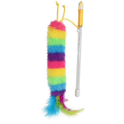 Multipet Caterpillar Rainbow Wand Cat Toy, Wand Cat Toy