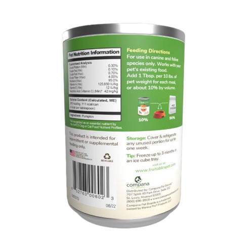 Fruitables Pumpkin Healthy Digestion & Weight Supplement 15oz - Poudre Pet & Feed Supply 2