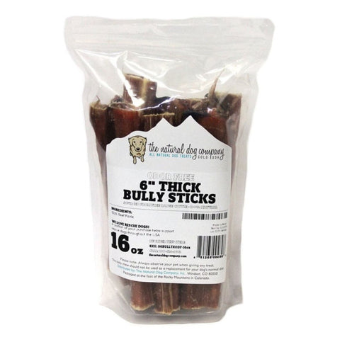 Natural Dog Company 6" Odor Free Bully Thick Sticks 16oz - Poudre Pet & Feed Supply