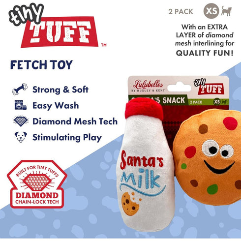 Huxley & Kent Tiny Tuff Santa's Snack 2Pk Dog Toys