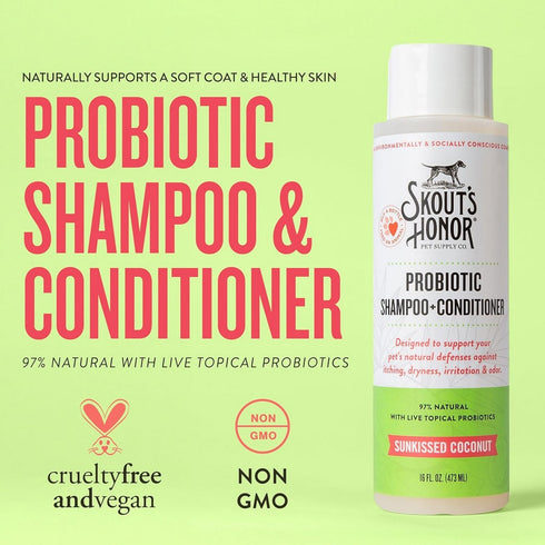 Skout's Honor Probiotic Shampoo & Conditioner Coconut 16oz - Poudre Pet & Feed Supply 2