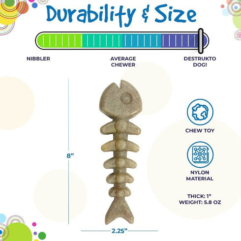 SodaPup Fish Bone Ultra Durable Nylon Chew Toy, Brown