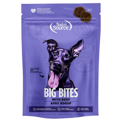 NutriSource Beef Big Bites High-Quality Protein Dog Treats 14oz - Poudre Pet & Feed Supply