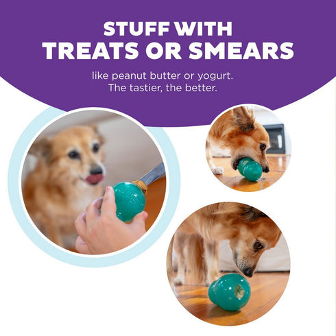 Outward Hound Double-Tuff Interactive Treat Stuffer Durable Dog Chew Toy Blue Medium - Poudre Pet & Feed Supply 4