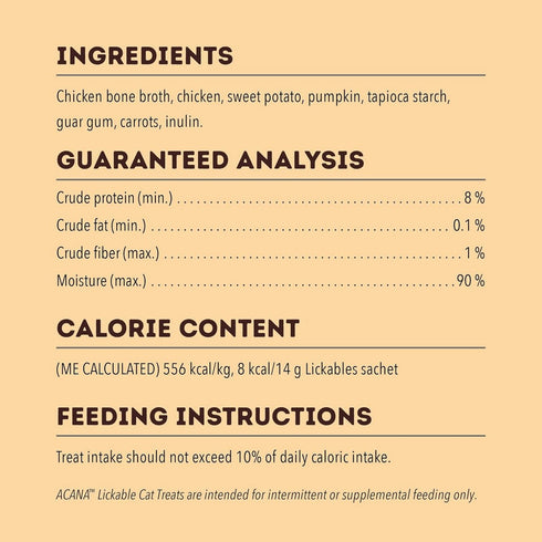 Acana Lickables Chicken Recipe Cat Treats 2.5oz 5ct - Poudre Pet & Feed Supply 6