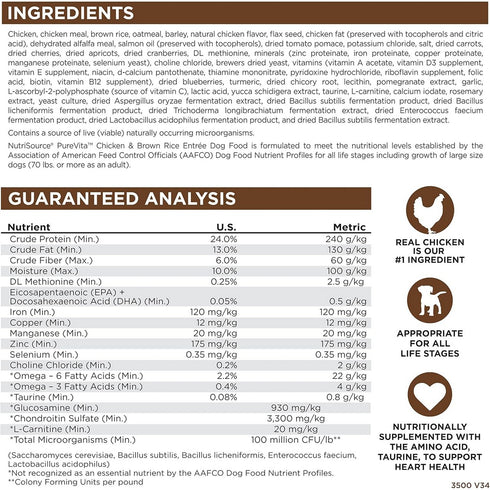 PureVita Limited Ingredient Dry Dog Food - Chicken & Brown Rice - 4lb Bag