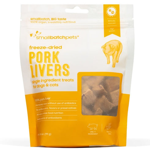 SmallBatch Freeze Dried Pork Livers Cat Dog Treats 3.5oz - Poudre Pet & Feed Supply