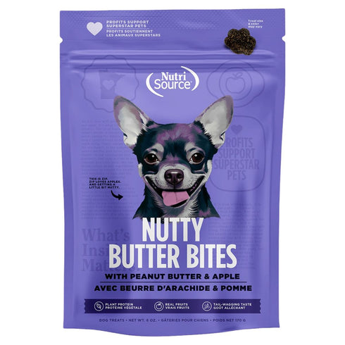 NutriSource Peanut Butter & Apple Nutty Butter Bites Dog Treats 6oz - Poudre Pet & Feed Supply