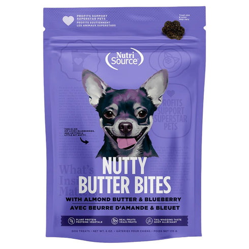 NutriSource Almond Butter & Blueberry Nutty Butter Bites Dog Treats 6oz - Poudre Pet & Feed Supply