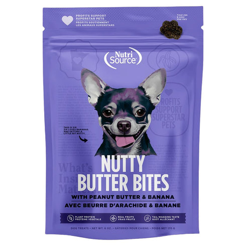 NutriSource Peanut Butter & Banana Nutty Butter Bites Dog Treats 6oz - Poudre Pet & Feed Supply
