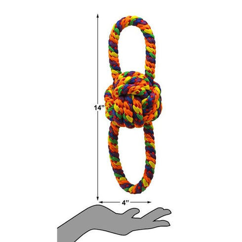 PetSport Kaleidoscope Rope Double Handle Knot Ball 14" Dog Toy - Poudre Pet & Feed Supply 3