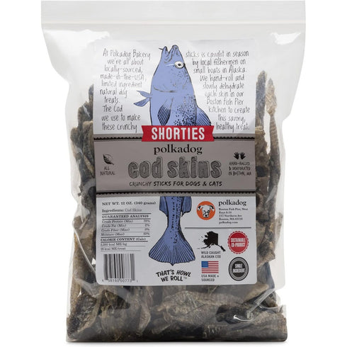 Polka Dog Cod Skins Shorties Dog Treats 12oz Bulk - Poudre Pet & Feed Supply