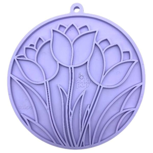 SodaPup eMat Tulip Design Lick Mat With Suction Cups Purple - Poudre Pet & Feed Supply