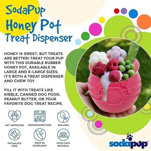 SodaPup Honey Pot Treat Dispenser & Slow Feeder, Pink