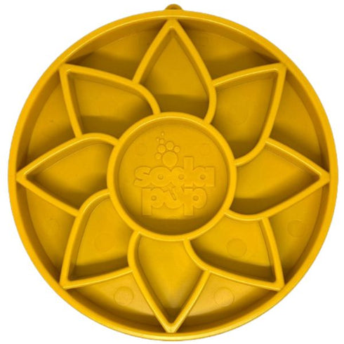 SodaPup eTray Sunflower Design Enrichment Shallow Slow Feeder Yellow - Poudre Pet & Feed Supply