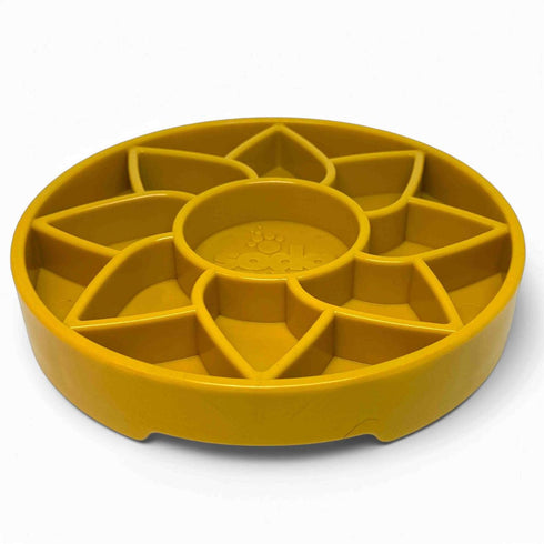 SodaPup eTray Sunflower Design Enrichment Shallow Slow Feeder Yellow - Poudre Pet & Feed Supply 3