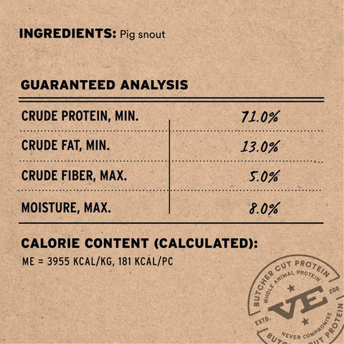 Vital Essentials Freeze Dried Pig Snout Dog Treats - 1 Each