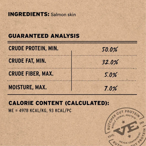 Vital Essentials Freeze Dried Salmon Skin Dog Treats - 1 Each