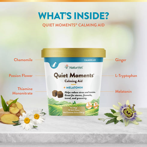 NaturVet Quiet Moments Calming Aid for Dogs Soft Chews 70ct - Poudre Pet and Feed Supply