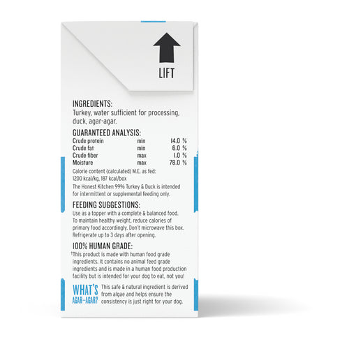 Honest Kitchen Meal Booster 99% Turkey & Duck Wet Dog Food Topper 5.5oz - Poudre Pet and Feed Supply