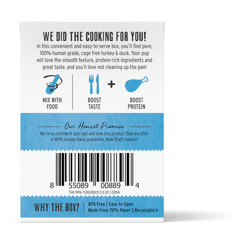Honest Kitchen Meal Booster 99% Turkey & Duck Wet Dog Food Topper 5.5oz - Poudre Pet and Feed Supply