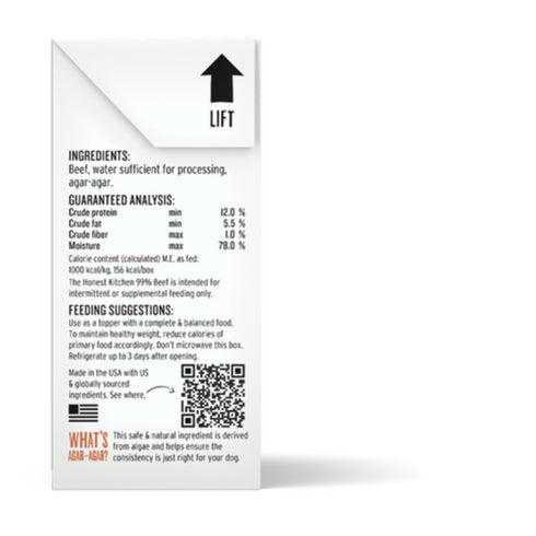 Honest Kitchen Meal Booster 99% Beef Wet Dog Food Topper 5.5oz - Poudre Pet and Feed Supply