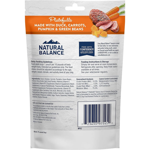 Natural Balance Platefulls Savory Duck Pumpkin Pouch Dog Food 9oz - Poudre Pet and Feed Supply