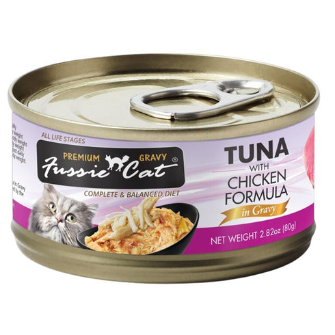 Fussie Cat Tuna with Chicken Formula in Gravy Canned Cat Food 2.82oz - Poudre Pet and Feed Supply