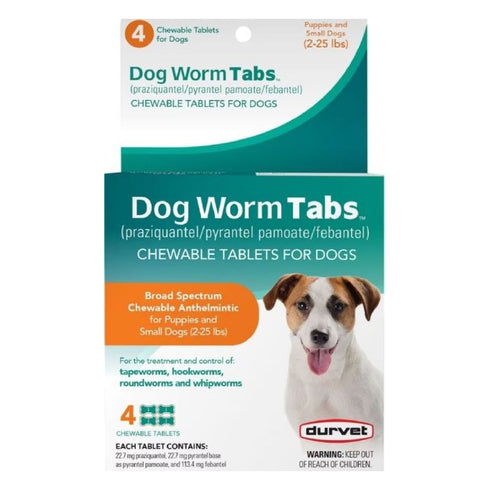 Durvet Dog Worm Tabs For Puppies and Small Dogs 2-25 lb 4ct - Poudre Pet and Feed Supply