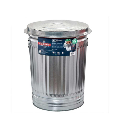 VSI Little Giant Garbage Can Galvanized with Lid Round 31 Gallon - Poudre Pet and Feed Supply