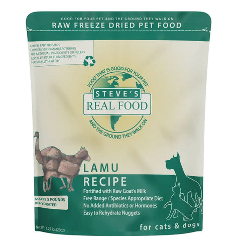 Steve’s Real Food Lamu Nuggets Freeze-Dried Raw Dog Food 1.25lb - Poudre Pet & Feed Supply
