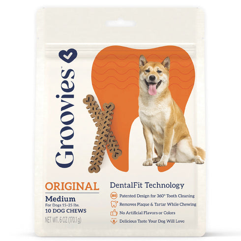 King Wholesale Groovies Dog Dental Chews 6oz Medium For Dogs 15-25 lb - Poudre Pet and Feed Supply