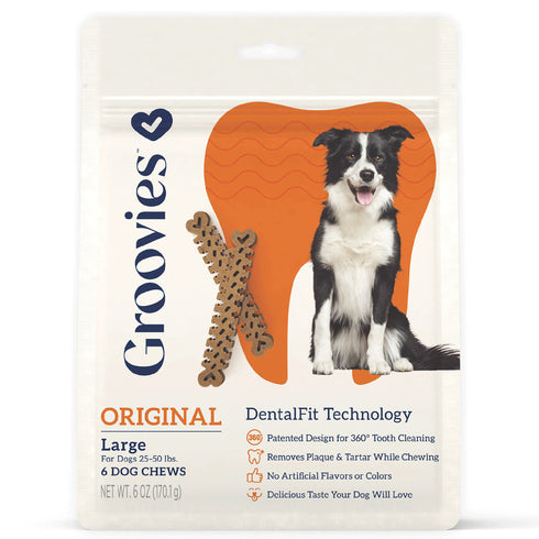 King Wholesale Groovies Dog Dental Chews 6oz Large For Dogs 25-50 lb - Poudre Pet and Feed Supply