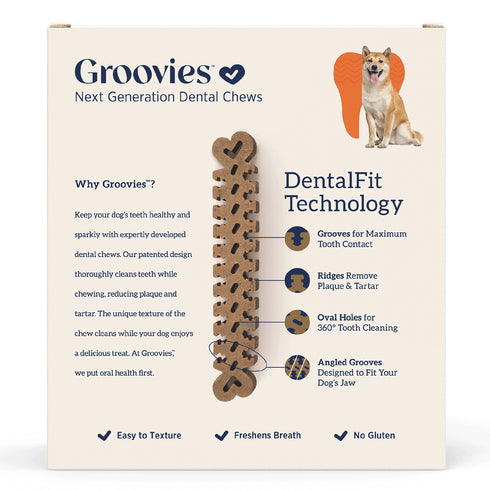 King Wholesale Groovies Dog Dental Chew Medium Each - For Dogs 15-25 lb - Poudre Pet and Feed Supply