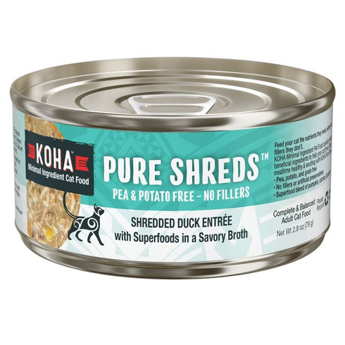 Koha Pure Shreds Shredded Duck Entree for Cats 2.8oz - Poudre Pet and Feed Supply