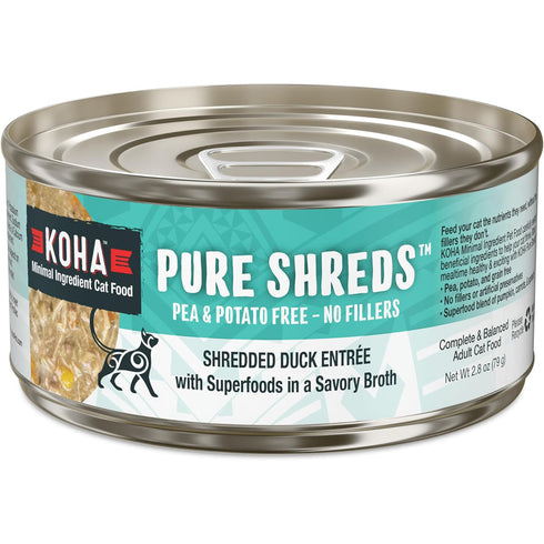 Koha Pure Shreds Grain Free Shredded Duck Wet Cat Food 5.5oz poudrefeed.com