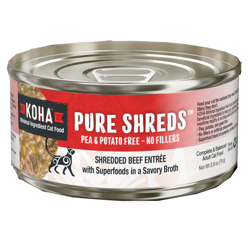 Koha Pure Shreds Grain Free Shredded Beef Wet Cat Food 5.5oz poudrefeed.com
