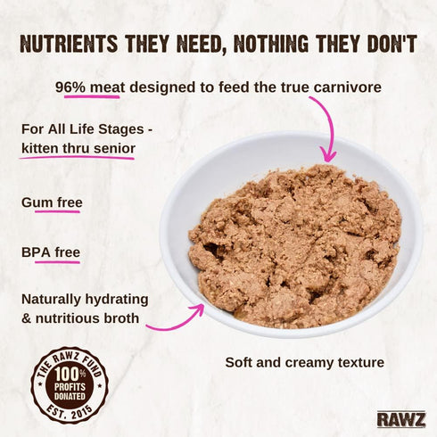 Rawz 96% Duck & Duck Liver Pate Wet Cat Food 5.5oz poudrefeed.com 3